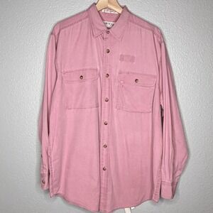 VTG‎ Orvis Pink Cotton Button Up Shirt Mens M Safari Outdoor Fishing 90s USA
